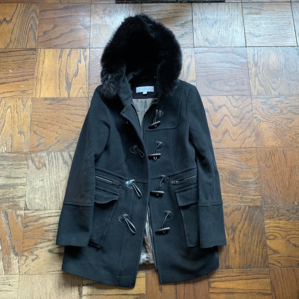 Marc New York by Andrew Marc Wool Winter Jacket with Fur Hood SZ 8